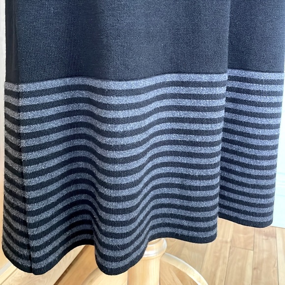 Vince Camuto Black And Grey Cotton Blend Fitted/Flare Midi Dress, Size L - Picture 6 of 14